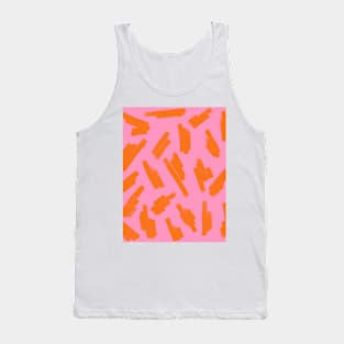 Abstract, Scribble Print, Orange on Pink Tank Top